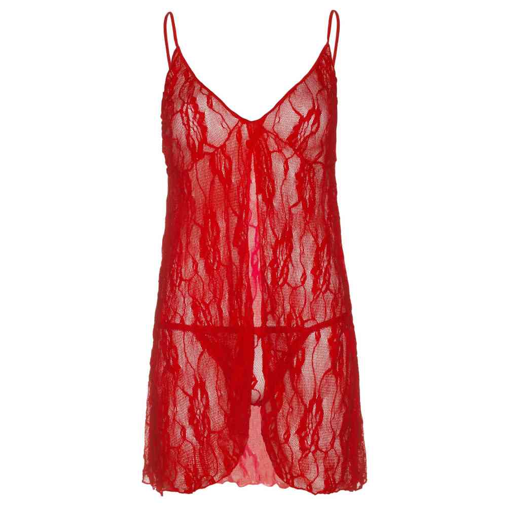 Leg Avenue - Rose Lace Babydoll en string - Rood
